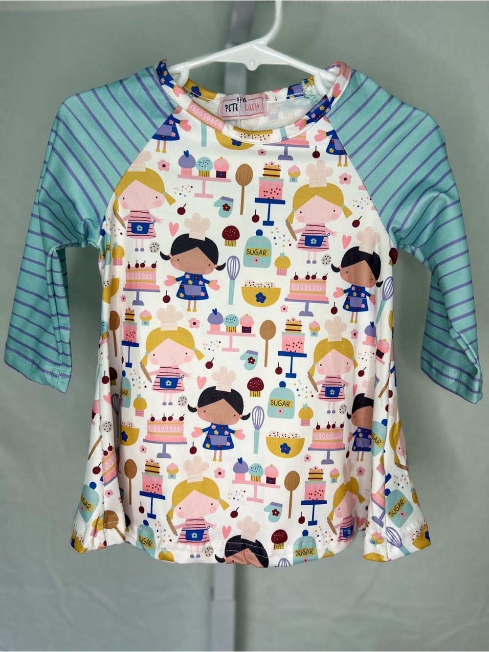 Pete + Lucy Mommy’s Little Helper Baking Dress 0-6M Milk Silk Long Sleeve